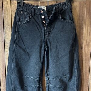 We The Free Black Denim Barrel Jeans